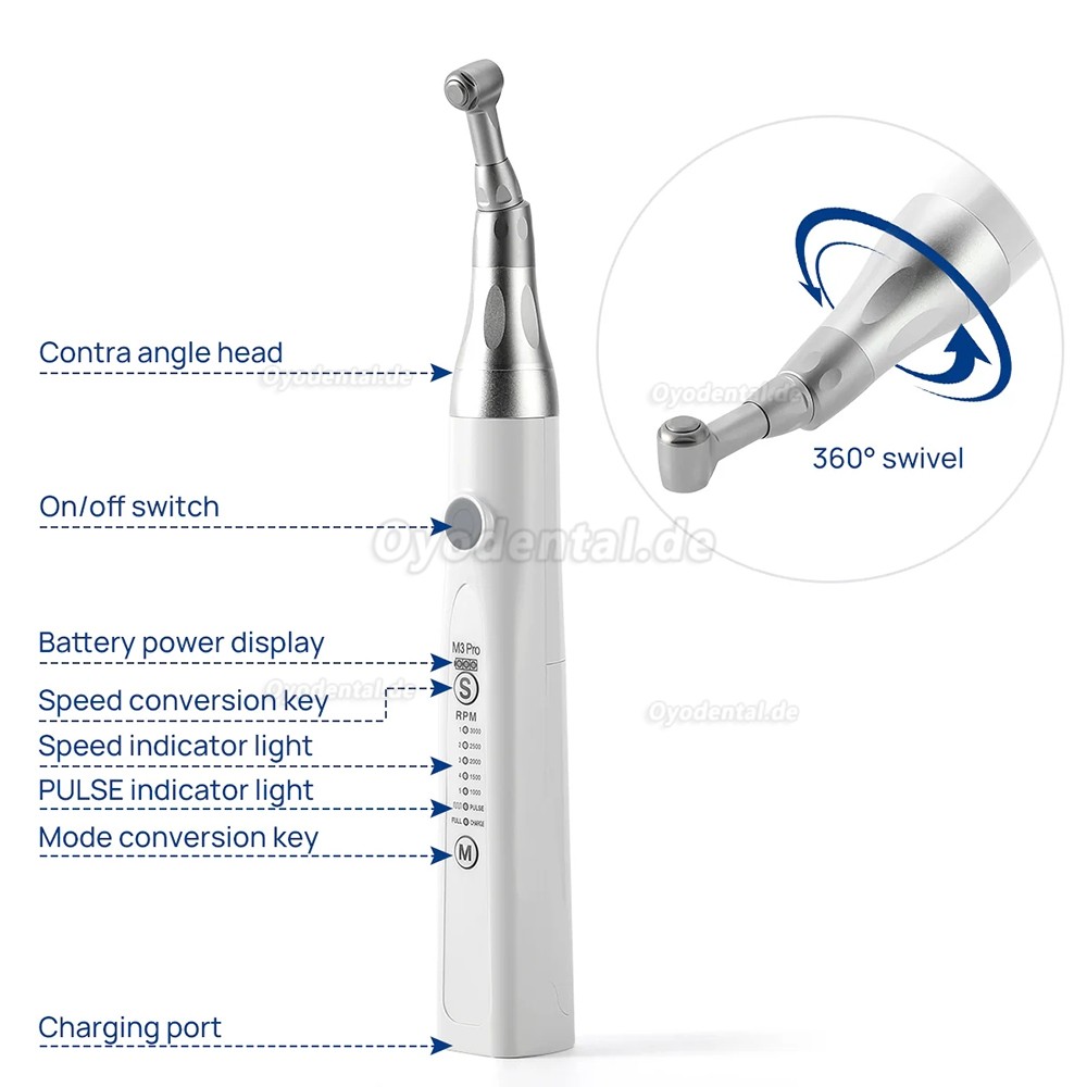 M3Pro Kabelloses Dental Prophylaxe Handst&uuml;ck 5 Geschwindigkeiten 360&deg; Rotation